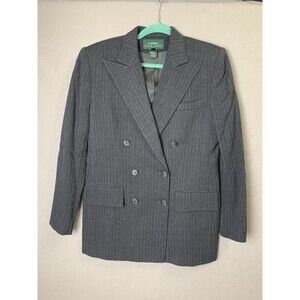Lauren Ralph Lauren Women’s Blazer Jacket 6 Gray Pinstripe 100% Pure Wool Office